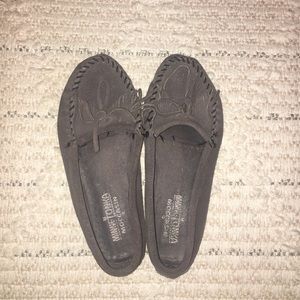 Grey slip on Minnetonka Moccasins